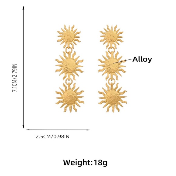 1pair Zara SUNBURST sun STATEMENT EARRINGS - Picture 2 of 16